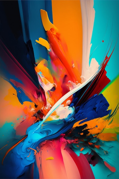 Close-up de uma pintura abstrata colorida ai generativa