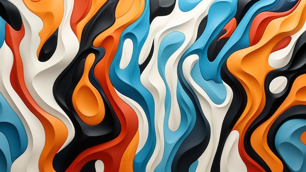 Close-up de uma pintura abstrata colorida com pinceladas vibrantes e impasto espesso