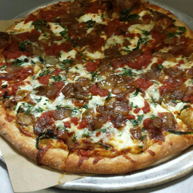 Foto close-up de uma pizza
