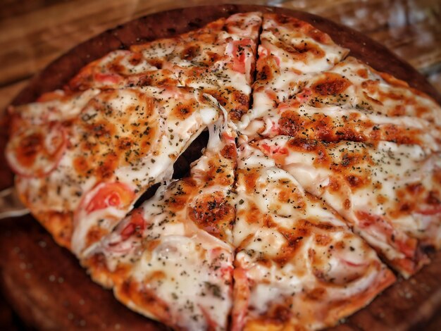 Foto close-up de uma pizza