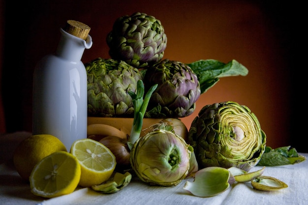 Close-up de vegetais na mesa