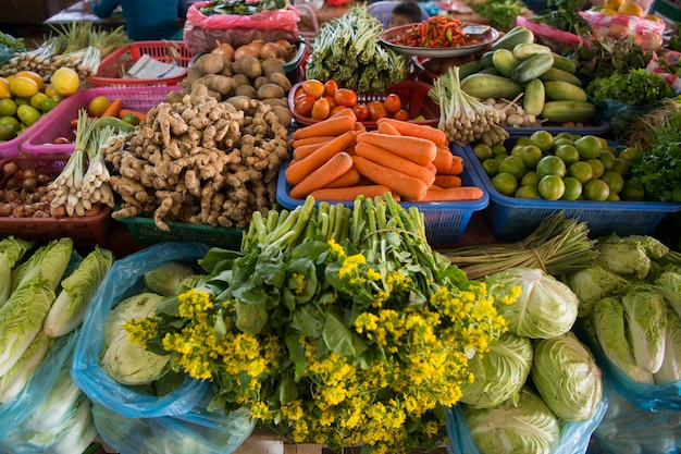 Close-up de vegetais para venda no mercado