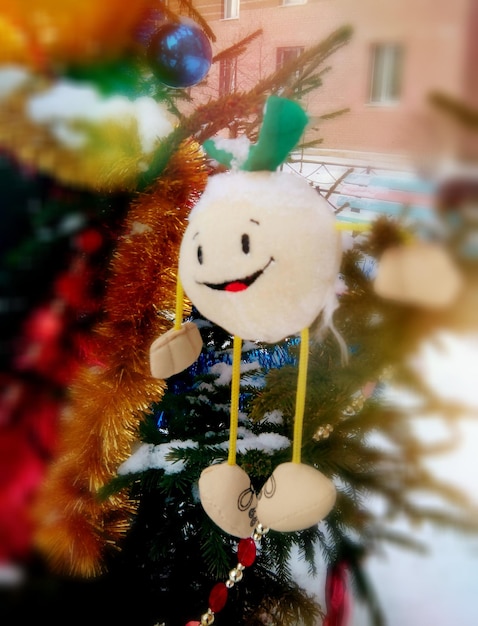 Foto close-up do boneco de neve