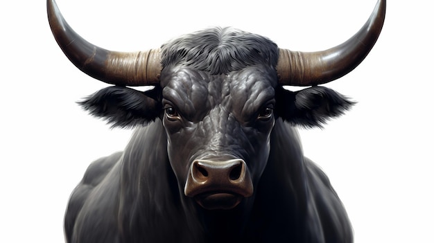 Close-up do búfalo preto americano com fundo branco muito alta qualidade Generative AI