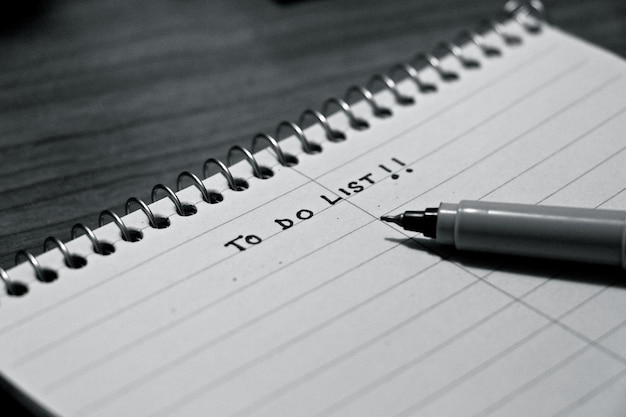 Close-up do caderno