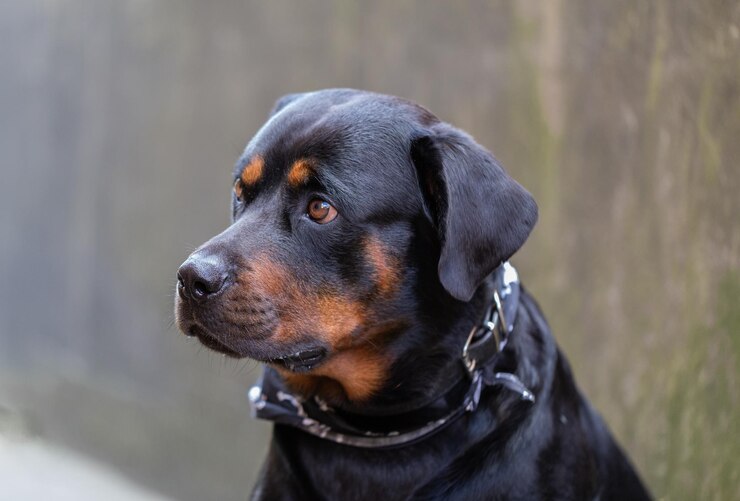 Foto close-up do cão olhando para outro lado