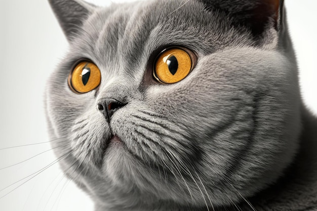Close-up do gato British Shorthair com fundo branco muito alta qualidade Generative AI AIG16