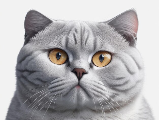 Close-up do gato British Shorthair com fundo branco muito alta qualidade Generative AI AIG16