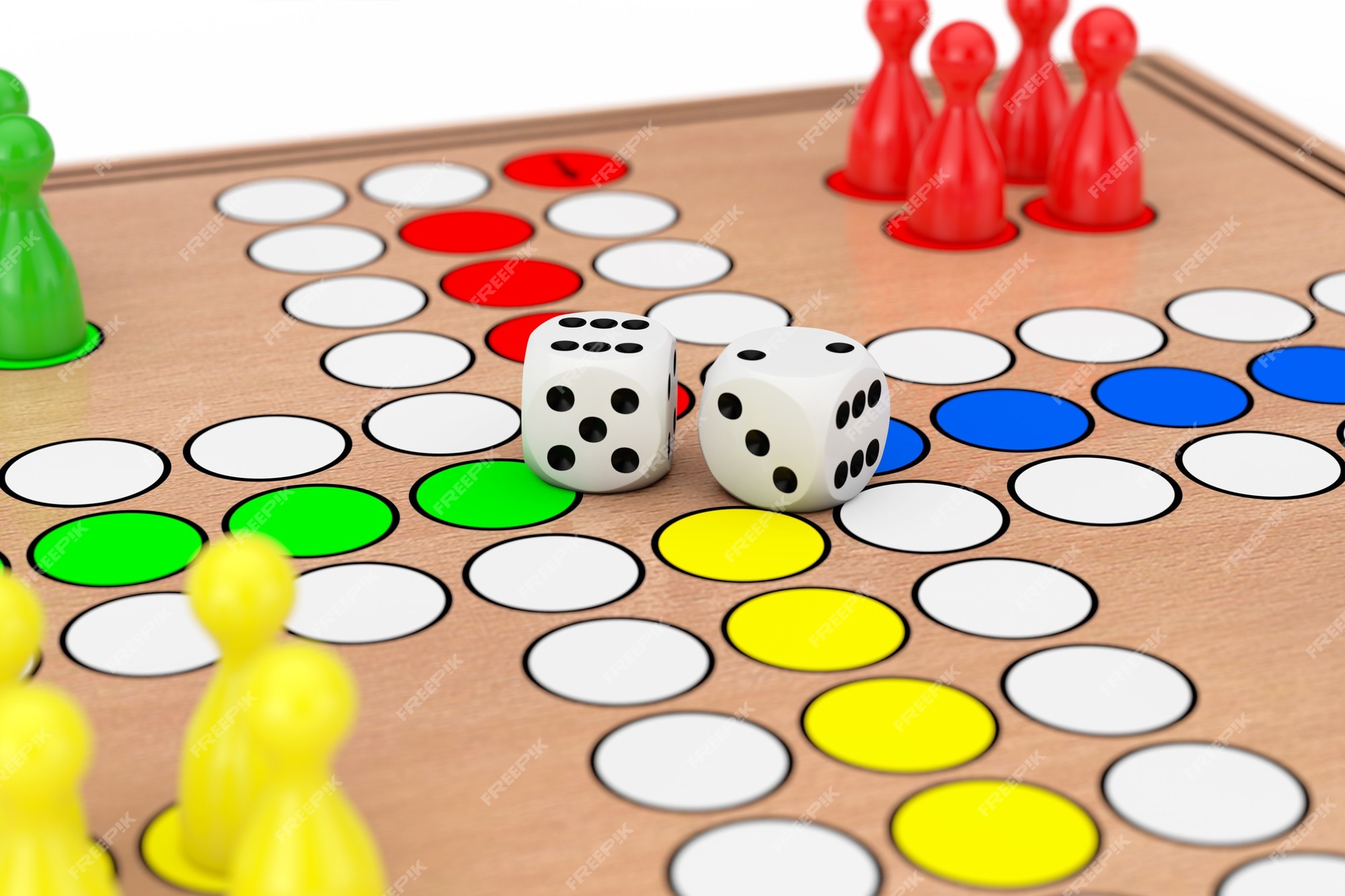 Close up do jogo de mesa de madeira da mesa do ludo da família em