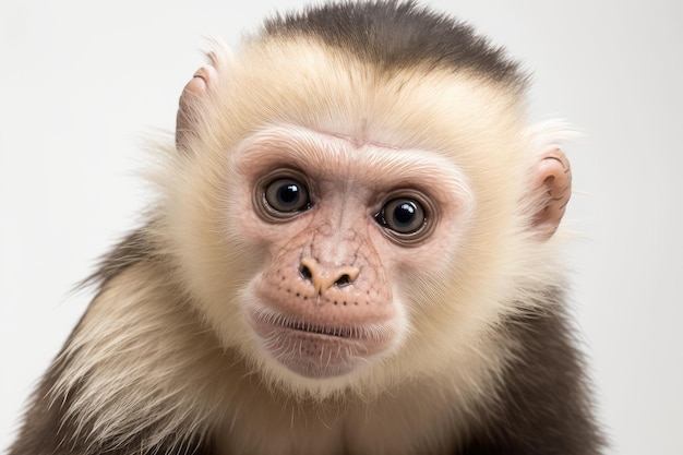 Close-up do macaco capuchinho com fundo branco muito alta qualidade Generative AI AIG16