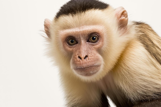 Close-up do macaco capuchinho com fundo branco muito alta qualidade Generative AI AIG16