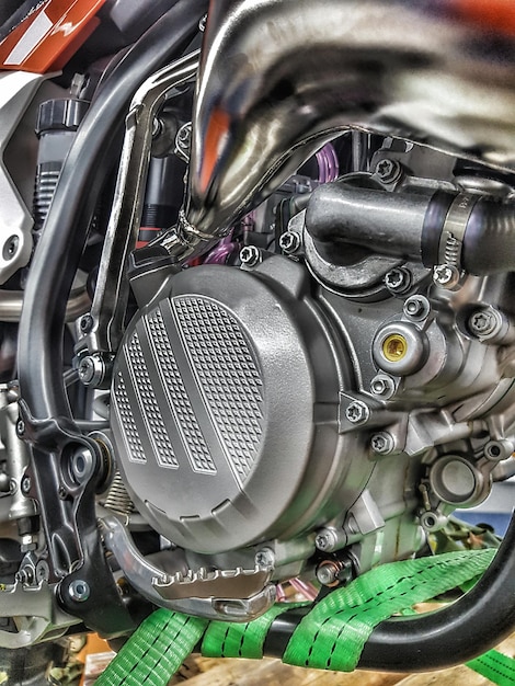 Foto close-up do motor da motocicleta