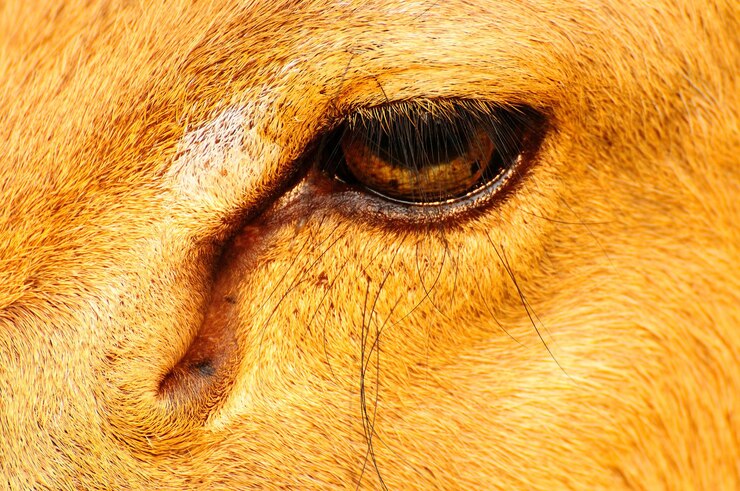Foto close-up do olho do cão