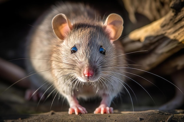 Close up do retrato do rattus norvegicus do rato marrom