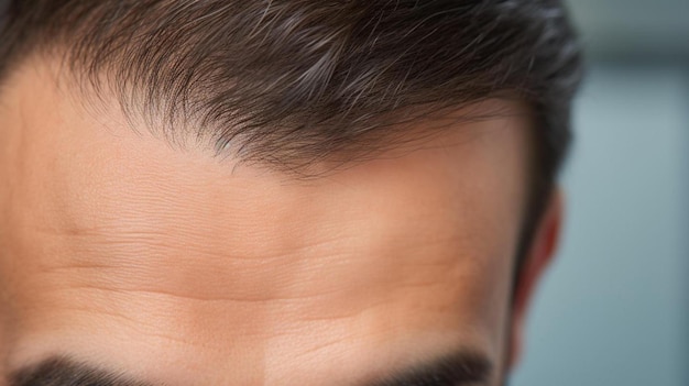 Close up do rosto de um homem com barba e sobrancelhas