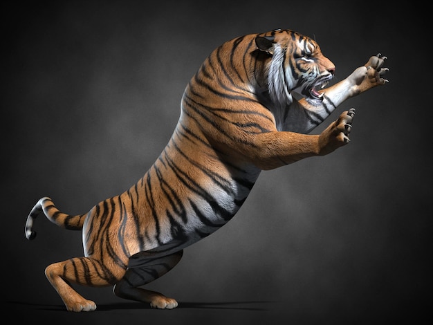 Close-up do tigre. ilustração 3d