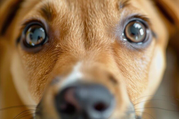 Foto close-up dos olhos curiosos de um cachorrinho