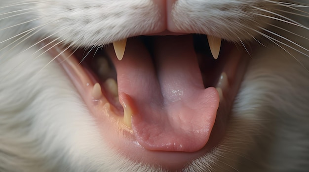 Close-up einer Katzenmunde mit einem Hauch spielerischen Ausdrucks