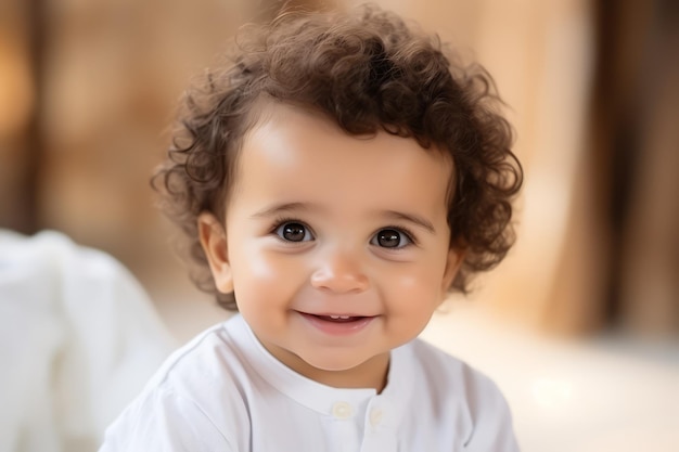 Close-up eines arabischen Babys lächelt vor der Kamera