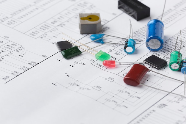 Foto close-up elektronische komponenten