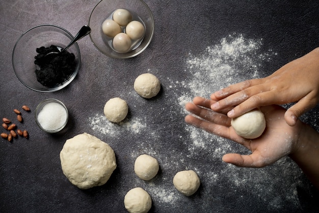 Foto close-up em uma tigela de tangyuan apetitosa