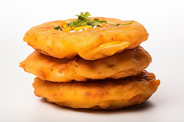 Foto close-up flavorful kachori em fundo branco imagem de comida tradicional indiana kachori