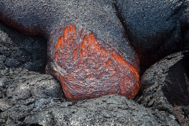 Close-up fluxo de lava no campo de lava
