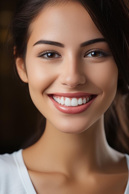 Foto close up foto de uma bela mulher boca com dentes brancos
