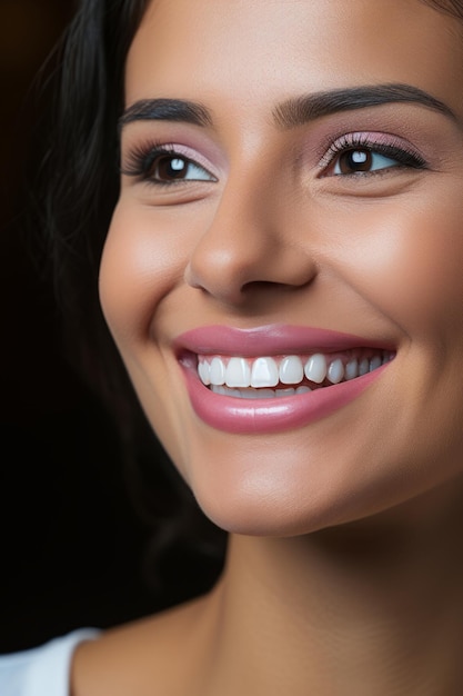 Close up foto de uma bela mulher boca com dentes brancos
