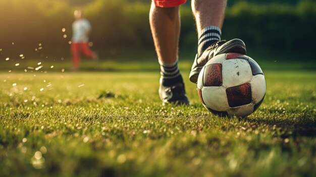 Close-up-Foto eines Fußballspiels, das von KI generiert wurde