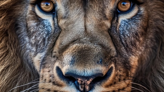 Foto close-up-foto löwengesicht und augen hintergrund