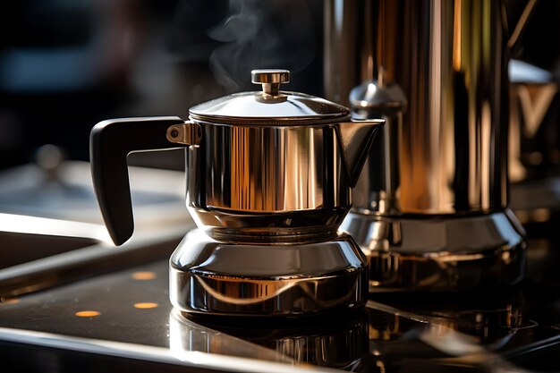 Close-up-Foto von einem Kaffee-Percolator, der gebraut wird