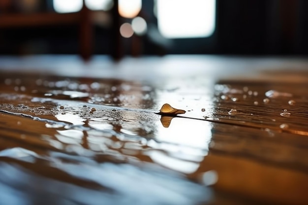 close-up gota de água da chuva caindo no chão AI gerado
