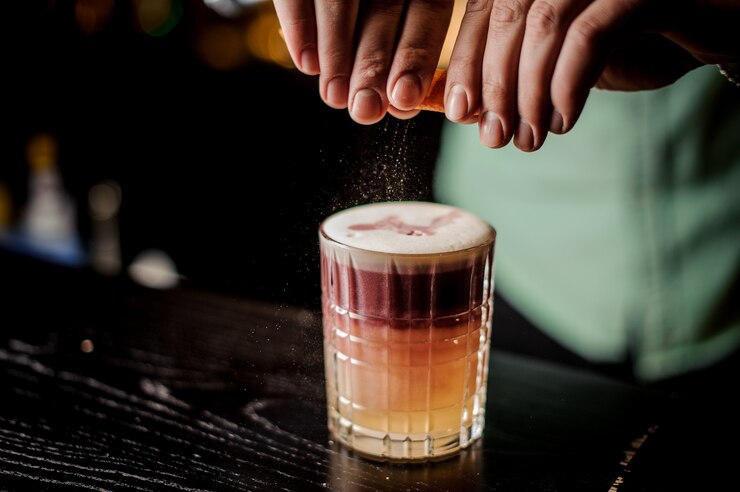 Close-up New York Sour Cocktail com espuma sem rosto
