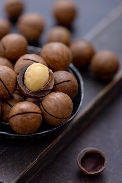 Close-up nueces de macadamia