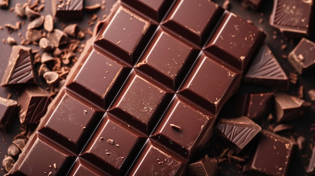 Close Up of Classic Milk Chocolate Bar HighQuality Sweet Treat Delicious Snack