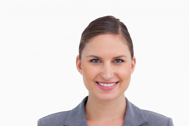 Close up of smiling tradeswoman