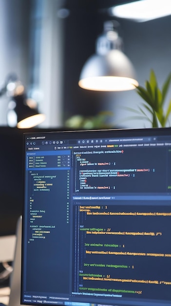 Close Up on Desktop Screen with Programming Software Interface Presenting Nod System Programming for (Ecrã de escritório com interface de software de programação)
