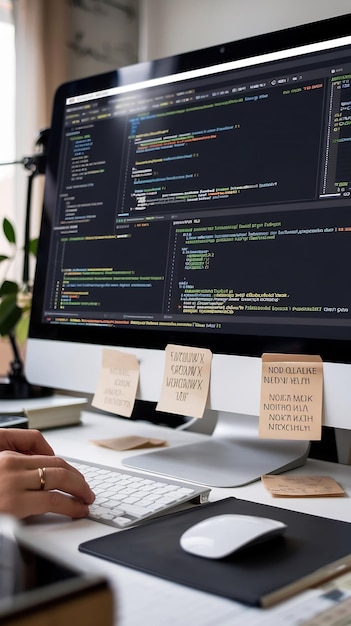 Close Up on Desktop Screen with Programming Software Interface Presenting Nod System Programming for (Ecrã de escritório com interface de software de programação)