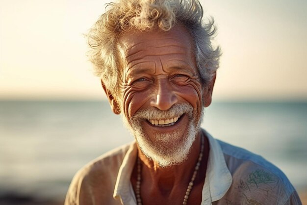 Close-up-Porträt eines Mannes, der für eine Kamera lächelt