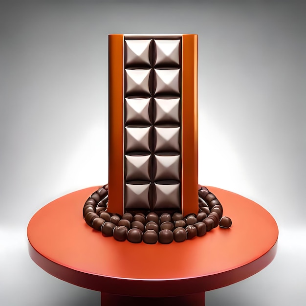 Close-up quadrados de barra de chocolate em cacau em pó
