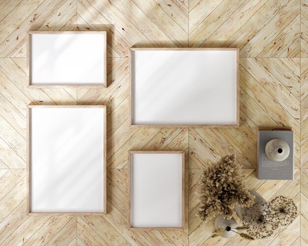 Foto close-up-rahmenmockup minimalistischer rahmenmockup mit vasendekoration postermockup