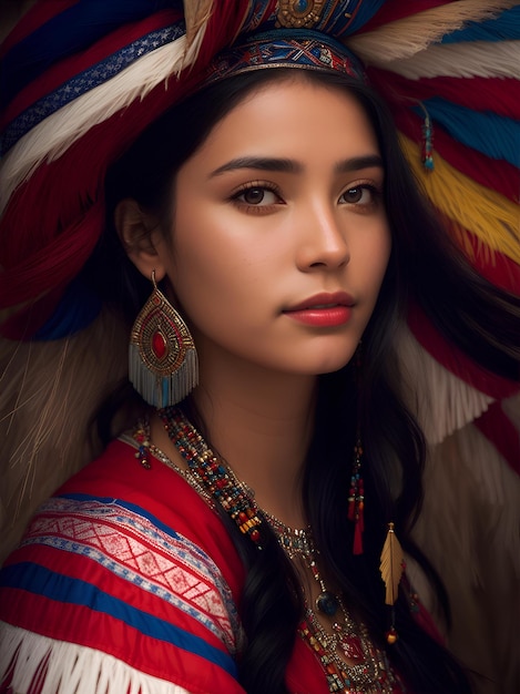 Close Up retrato de mujer asiática modelo en traje tradicional