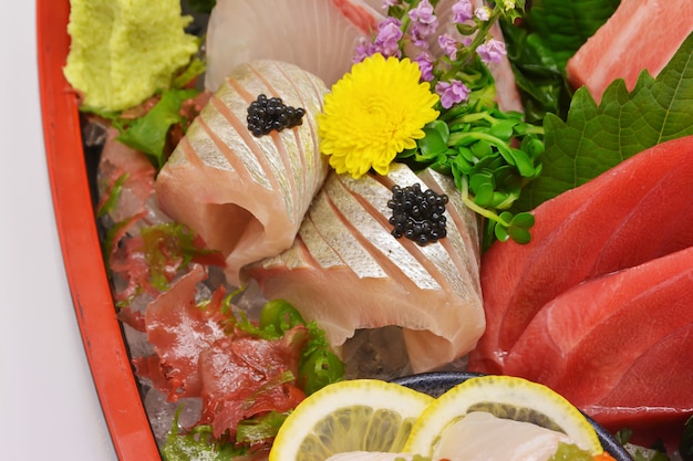 Close up Seebarsch Sashimi, japanisches Essen