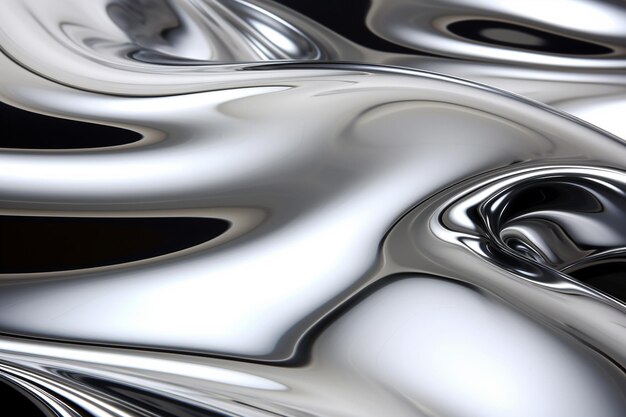 Close up textura de líquido brilhante prata metal fluido ondas gradiente fundo abstrato para