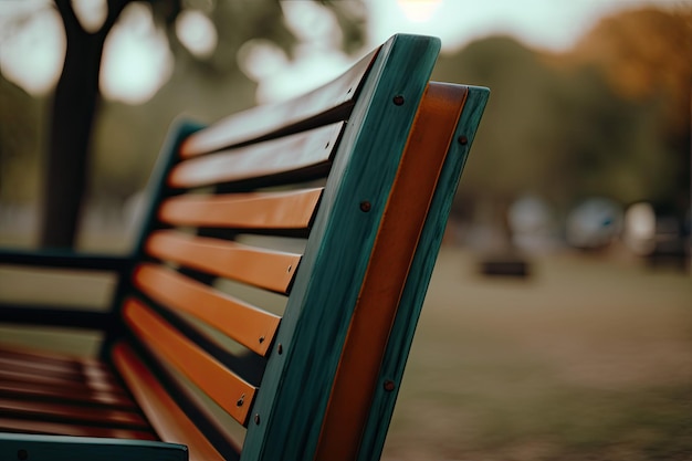 Close-up tiro de uma cadeira de descanso em um parque da cidade ai generativo