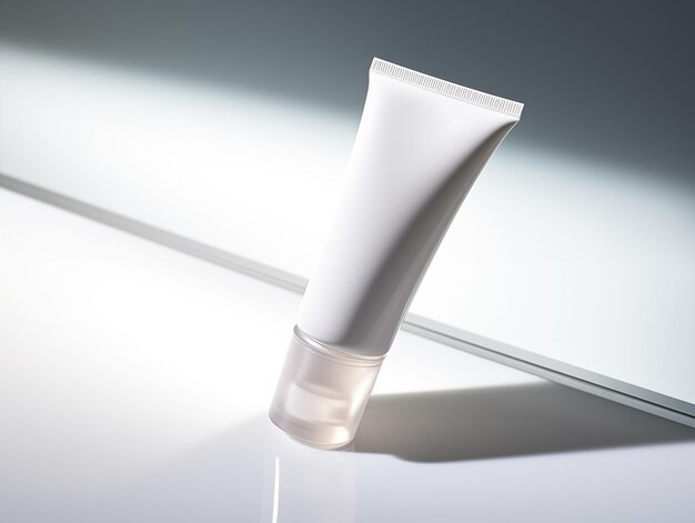 Foto close up de tubo blanco blanco producto cosmético en la mesa blanca recipiente de tubo de crema facial blanca mo