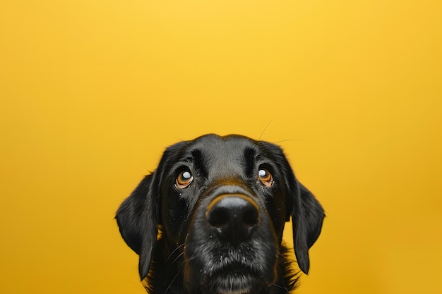 Close-up-Versteckhund Isoliert auf gelb gefärbtem Hintergrund