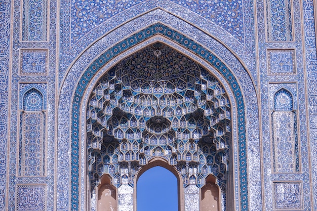 Close-up vista da mesquita de jameh. yazd, irã.