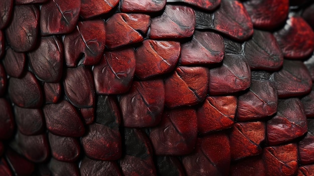 Close Up von Red Snake Skin Detaillierte Makroaufnahme von Vibrant Reptile Hide